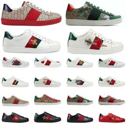 Designer Mens Womens Sneakers Outdoor Shoes Bee Ace Casual Shoe Embroidered Stripes White Shoe Flat Platform Classic Walking Sports Trainers Leather Shoe Sneakers