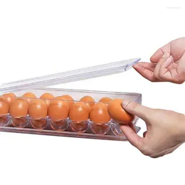 Storage Bottles 14-slot Egg Holder For Refrigerator Space-Saving Rolling Eggs Dispense Container Organiser With Lid Fridge