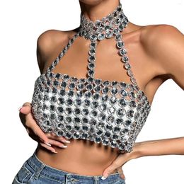 Camisoles & Tanks Women Chain Sexy Clothes Beading Tassel Sleeveless Backless Halter Crop Top Club Vintage Tank Tops