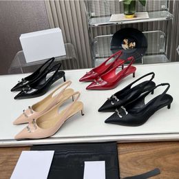 sandal shoes with Gold Silver Buckle slingback PUMP slip on pointed toe mid high heels stiletto patent matte leather mary jane ballet flats