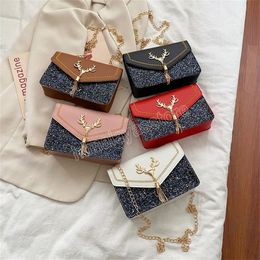 Fashion Small Square Messenger Bag for Women Shoulder Underarm Bag Casual Lady Tassel Crossbody Bag Female Chain Handbag