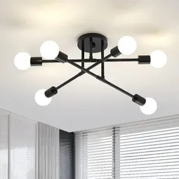 Chandeliers Vintage Ceiling Lamp Pendant Multiple E27 Base 6 Heads Black/White/Gold For Living Room Modern Simplicity LED