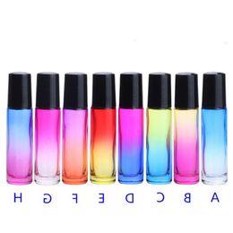 Gradient 10ml Glass Roller Vials Empty Roller Ball Perfume Bottle 1 3 OZ Thick Roll On Glass Bottles Gaikc