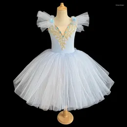 Stage Wear Ballet Gymnastics Leotards Dancewear Professional Ballerina Tutu Child White Swan Lake Pancake Party Dance