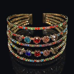 Full 3 5 Row Crystal Open Bangle Multi Color Women s Bracelets and Bangles Wedding Bridal Jewelry 231221