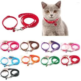 Dog Collars Polyester Cat Harness And Leash Set Cute With Bell Colorful Puppy Halter Pattern Detachable Pet Walking Vest