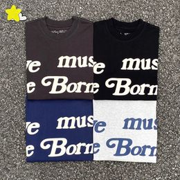 Men Women Foam T Shirt High Quality Cotton Grey Blue Black Tee Top T-Shirt