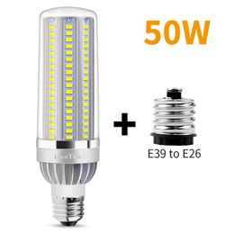 whole High Power LED Corn Light 25W 35W 50W Candle Bulb 110V E26 E27 LED Bulb Aluminium Fan Cooling No Flicker Light265V