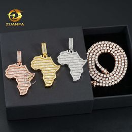 Pass Diamond Tester African Map Pendant Charms Full Baguette Moissanite 925 Silver Jewellery Hip Hop Iced Out Gifts