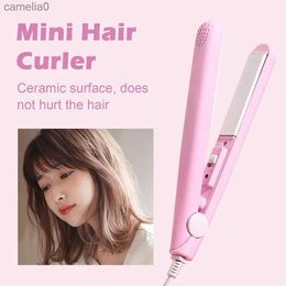 Hair Curlers Straighteners High Quality Mini Hair Straightener Iron Pink Ceramic Straightening Corrugated Curling Iron Styling Tools Hair Curler For W T4v5L23122