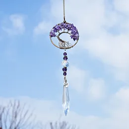 Garden Decorations H&D Fantasy Amethyst Tree Of Life Suncatcher Rainbow Maker Hanging Crystal Pendant Healing Decor For Window Car Wedding