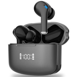 Wireless Bluetooth Earphones, offering HiFi Stereo, advanced noise reduction, and in-ear comfort. The LED power display on the charging case ensures convenient