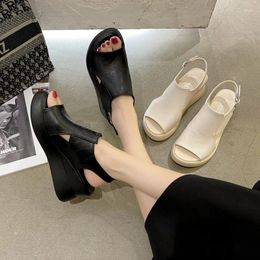 Dress Shoes Summer Casual Women Leisure Sandals Platform Wedge Heel Peep Toe Height Increasing Back Strap Buckle Nice Ladies Female