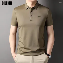 Men's Polos Top Grade Seamless Summer Mens Casual Turn Down Collar Regular Fit Logo Polo Shirt Short Sleeve Tops Fashions Clothes Men