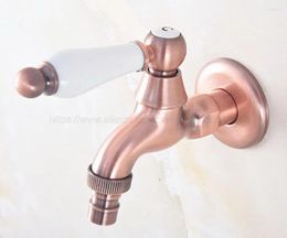 Bathroom Sink Faucets Garden Modern Style Antique Red Copper Washing Machine Faucet Bibcocks Cold Water Tap Wall Mount Zav334