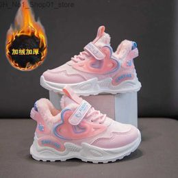 Athletic Outdoor Winter Children Sneakers Girls Shoes Plush Warm Kids Sports Tennis Shoes for Girl Pink Cotton Casual Sneaker Running Shoes Q231222