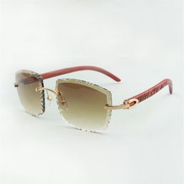 2021 designers sunglasses 3524023 with cuts lens and natural tiger wooden temples size 58-18-135mm2460