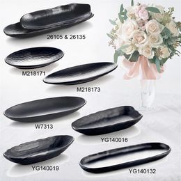 Imitation Porcelain Dinnerware Cafeteria Tapas Dish Dessert Barbecue Plate A5 Melamine Dish Black Frost Tableware Dinner Plate262t