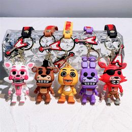 Anime Midnight Bear Freddy Keychains Cartoon Soft Rubber Bonnie Funny and Horror Toy Bear Keychain