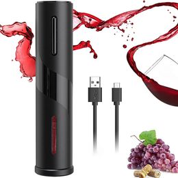 FLYMUYU Rechargeable Electric Wine Opener With Foil Cutter Automatic Corkscrew Red Bottle For Bar Lover Gift 231221