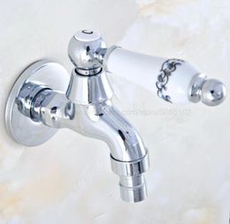 Bathroom Sink Faucets Polished Chrome Wall Mount Washing Machine Taps Corner Mop Pool Small Tap Outdoor Garden Cold Water Faucet Zav158