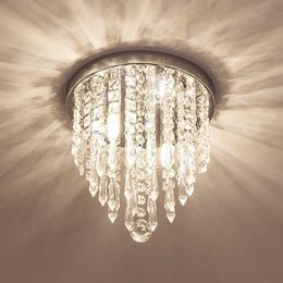 Chandeliers Modern Mini Crystal Chandelier Lighting 2 G9 Lights Flush Mount Ceiling Light H10.4'' x W8.66'' for Bedroom Hallway Bar Kitchen Ba