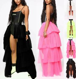 Stage Wear Stage Accessories Mesh Skirts High Waist Umbrella Skirts Ladies Layered Tulle Tutu Skirts 2 Style Womens Long Mini Skirt Clubwear