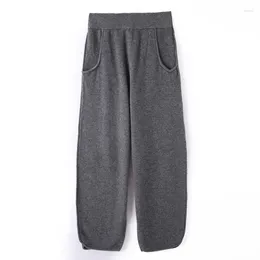 Women's Pants Tailor Sheep Pure Wool Wide Leg Loose Knitted Nine Point Cashmere