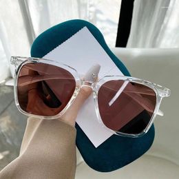 Sunglasses YOOSKE TR90 Gradient Women Ins Square Sun Glasses Men Big Frame Transparent Eyewear Shades UV400 Mirror