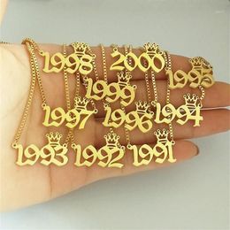 1991 1992 1993 1994 1995 1996 1997 1998 1999 2000 Year Necklace Crown Charm Old English Number Date Pendant Necklaces BFF Gift1243v