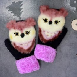 Winter Gloves for Teenager Girls Knitting Parent-child Mittens Cute Animals Soft Fur Warm Thick Kids Children's Gloves 231222