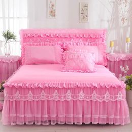 sets Bed Set 1 PC Lace Bedspread + 2PCS Pillowcases Bedding Set Pink/purple/red Bedspreads Sheet for Girl Bed Cover King/Queen Size 210