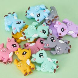 10pcs 3020mm Colorful Fawn shape Animal Silicone Baby Chew Beads DIY Kid's Toy Safe Food Grade Molar Pacifier Clip Accessors 231221