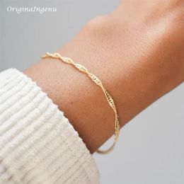 Charm Bracelets 14K Gold Filled Singapore Chain Bracelet Minimal Bracelet Handmade Jewelry Tarnish Resistant Jewelry Hypoallergenic Bracelets 231222