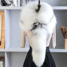 Scarves 2023 Real Fur Women Winter Natural Whole Collar Ring Warm Soft Genuine Scarf