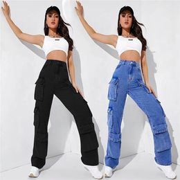 2024 Designer Jeans For Women Blue High Waist Plus SIZE 3XL Denim Pants Vintage Pockets Distressed Straignt Trousers Streetwear Bulk Wholesale Clothes 10470