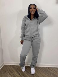 Women's Two Piece Pants 2023 Women Sweatpants And Hoodie Set Gray Red Black Blue Sweatsuits For Casual Tracksuit Suit