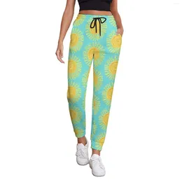 Women's Pants Abstract Sun Print Woman Sunshine Pattern Casual Sweatpants Spring Design Aesthetic Oversize Trousers Gift Idea