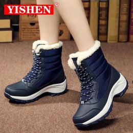 Boots YISHEN Women Boots Waterproof Winter Snow Boots Platform Shoes Warm Lining Winter Kid Ankle Booties With Thick Heels Botas Mujer