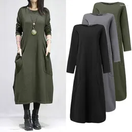 Women's Hoodies 2024 Plus Size Crewneck Long-sleeved Sweatshirt Dress Grab Velvet Casual Solid Colour Loose Sundress Robe Autumn Winter