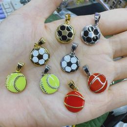 Pendant Necklaces Hip Hop Football Beseball Men Necklace Sport Soccer Charms Link Chain For Lover Boys Fashion Jewellery Gift