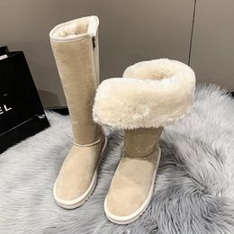Winter Women Chelsea Snow Boots Casual Shoes Brand Fur Short Plush Warm Midcalf Flats Femme Suede Botas 231221