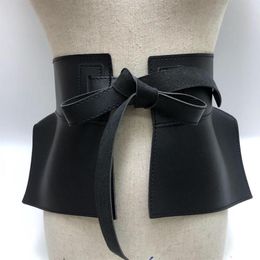 Belts Women Peplum Belt Female Skirt Leather Waist Fashion Ladies PU Black Bow Wide Harness Dresses Designer Waistband203e
