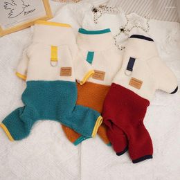 Dog Apparel Pet Onesie Winter Comfortable Warm Clothing Fashion Color Blocking Puppy Clothes Leashable Teddy Four Legs