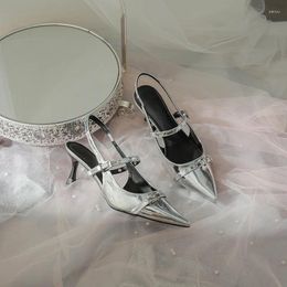 Dress Shoes High Heels Feminine Style Large Size Banquet Sexy Silver Autumn And Winter Pointed Toe Not Tired Single