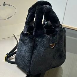 Designer bag tote bag fur underarm bag fashionable handbag women plush bag saddle bag luxury handbag triangle badge shoulder bag underarm bag