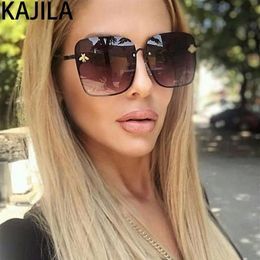 New Arrival Oversized Square Bee Sunglasses Women Metal Frame Gradient Sun Glasses Shade For WomanUV400 1843234j