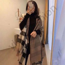 2022 Winter Scarf for Women Silk Cashmere Knit Plaid B Scarves Wraps Neck Headscarf Femme Warm Pashmina Foulard Bandana285n