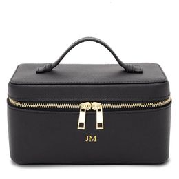 Ladies Saffiano Split Leather Travel Toiletry Case Bag Portable Hanging Makeup Organiser Box Dopp Kit Cosmetic Bag For Women 231221