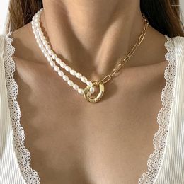 Pendant Necklaces 2023 Vintage Unique Imitation Pearl Chain Necklace For Women Wedding Steampunk Gothic Multilayer Clavicle Choker Jewelry